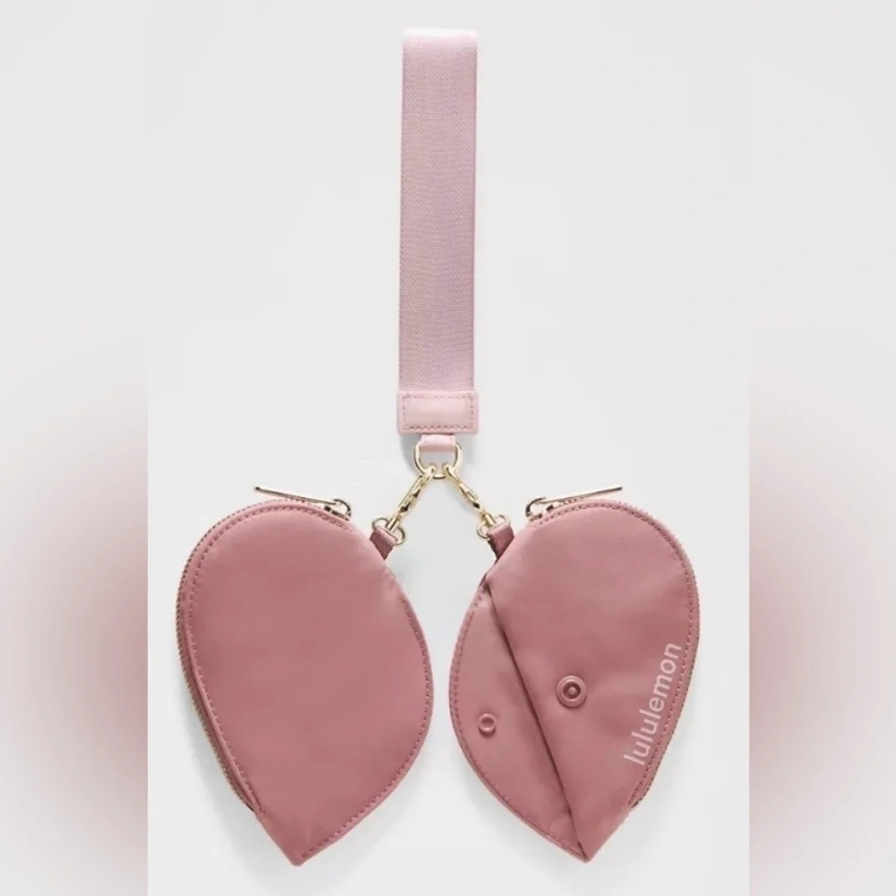 Lululemon Athletica NWT Heart Dual Pouch Spiced Chai/Pink Haze/Gold